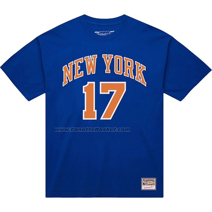 Maglia Corta Manga New York Knicks Jeremy Lin No 17 Blu